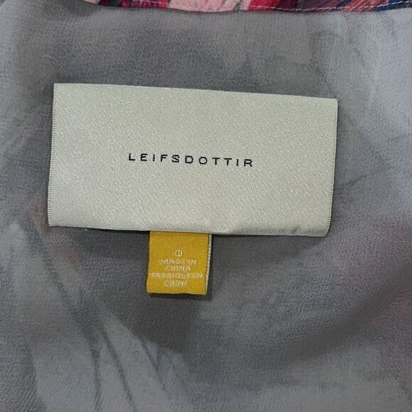 Anthropologie | Anthro Leifdottir Silk Bell Sleeve Square Neck Abstract Dress 0 - Picture 6 of 10